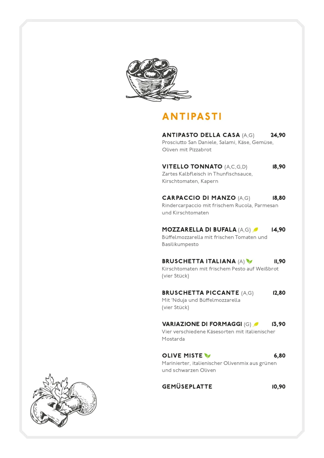 Speisekarte Fabio s Cucina Italiana In Puchenau