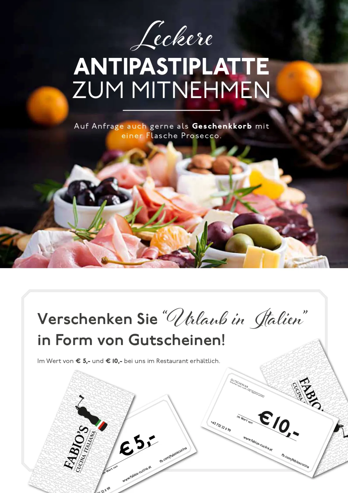 Speisekarte Fabio s Cucina Italiana In Puchenau